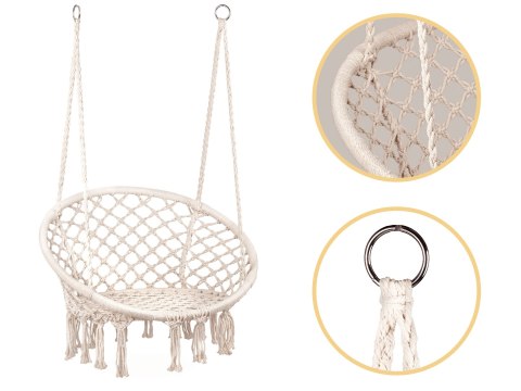 Fotel wiszący Boho huśtawka ogrodowa z poduszką ModernHome Fotel wiszący Boho huśtawka ogrodowa z poduszką ModernHome