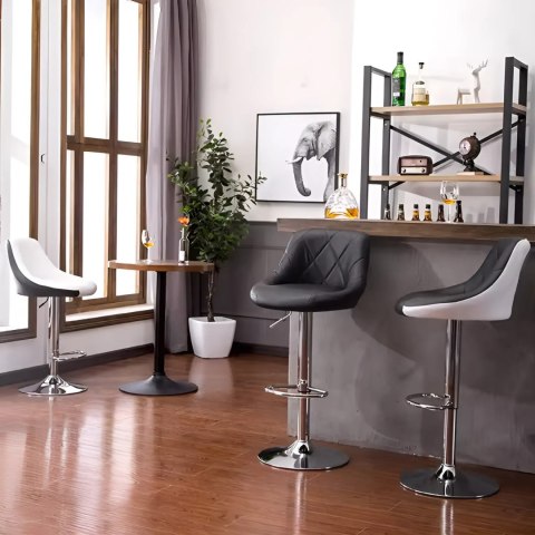 Hoker stołek barowy obrotowy podnóżek regulacja wysokości chrom ekoskóra ModernHome ModernHome Hoker stołek barowy obrotowy podnóżek regulacja wysokości chrom ekoskóra ModernHome ModernHome