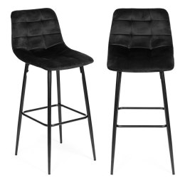Hoker stołek barowy wysokie krzesło podnóżek welur czarny ModernHome ModernHome