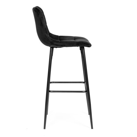 Hoker stołek barowy wysokie krzesło podnóżek welur czarny ModernHome ModernHome Hoker stołek barowy wysokie krzesło podnóżek welur czarny ModernHome ModernHome