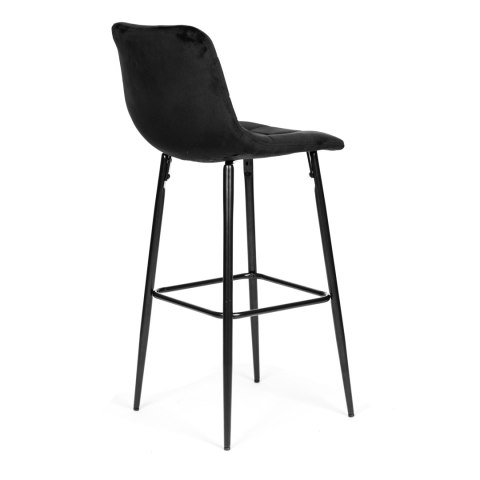Hoker stołek barowy wysokie krzesło podnóżek welur czarny ModernHome ModernHome Hoker stołek barowy wysokie krzesło podnóżek welur czarny ModernHome ModernHome