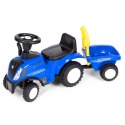 Jeździk traktor New Holland z przyczepką dla dzieci interaktywna kierownica dźwięki niebieski MULTISTORE