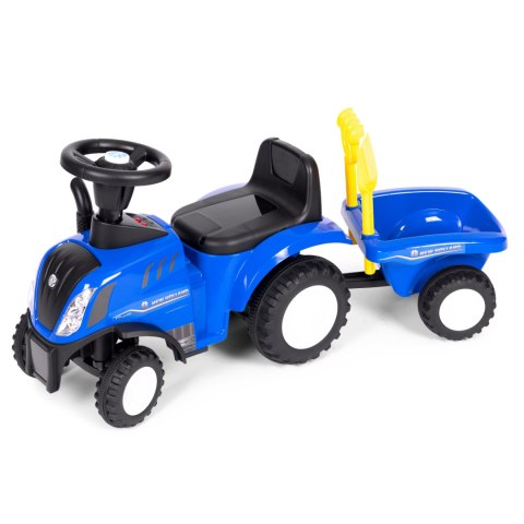 Jeździk traktor New Holland z przyczepką dla dzieci interaktywna kierownica dźwięki niebieski MULTISTORE Jeździk traktor New Holland z przyczepką dla dzieci interaktywna kierownica dźwięki niebieski MULTISTORE