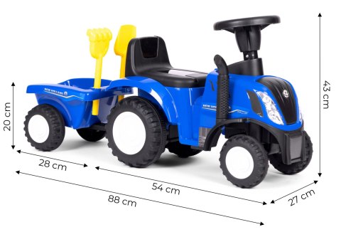 Jeździk traktor New Holland z przyczepką dla dzieci interaktywna kierownica dźwięki niebieski MULTISTORE Jeździk traktor New Holland z przyczepką dla dzieci interaktywna kierownica dźwięki niebieski MULTISTORE