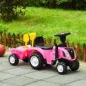 Jeździk traktor New Holland z przyczepką interaktywna kierownica dźwięki dla dzieci różowy MULTISTORE