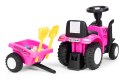 Jeździk traktor New Holland z przyczepką interaktywna kierownica dźwięki dla dzieci różowy MULTISTORE
