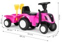 Jeździk traktor New Holland z przyczepką interaktywna kierownica dźwięki dla dzieci różowy MULTISTORE