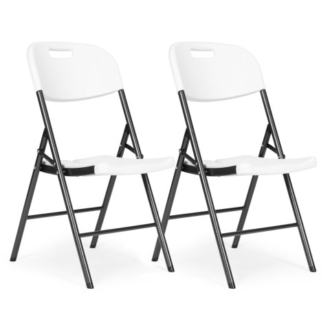 Komplet 2 krzeseł składanych zestaw cateringowy metal HDPE białe ModernHome ModernHome
