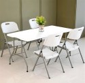Komplet 2 krzeseł składanych zestaw cateringowy metal HDPE białe ModernHome ModernHome