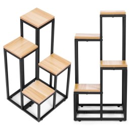 Kwietnik regał na kwiaty ozdoby 4 półki metal MDF jasny orzech ModernHome ModernHome
