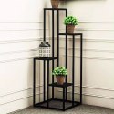 Kwietnik regał na kwiaty ozdoby 4 półki metal MDF jasny orzech ModernHome ModernHome