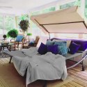 Leżanka leżak ogrodowy dwuosobowy z regulowanym daszkiem hamak szary ModernHome ModernHome