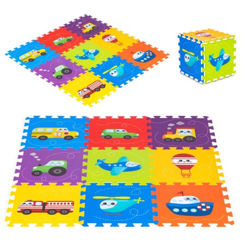 Mata piankowa dla dzieci pojazdy puzzle 9 elementów 86x86cm IPLAY IPLAY Mata piankowa dla dzieci pojazdy puzzle 9 elementów 86x86cm IPLAY IPLAY