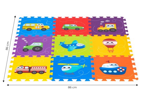 Mata piankowa dla dzieci pojazdy puzzle 9 elementów 86x86cm IPLAY IPLAY Mata piankowa dla dzieci pojazdy puzzle 9 elementów 86x86cm IPLAY IPLAY