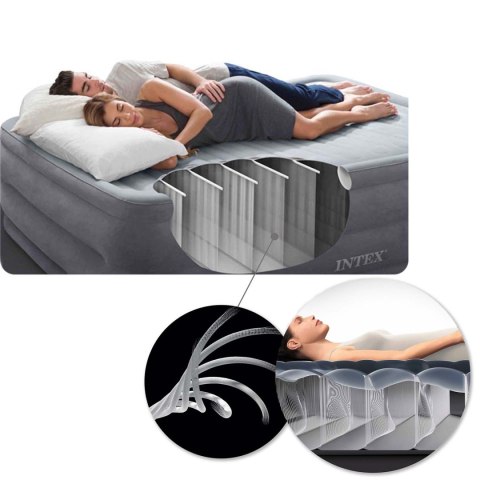 Materac dmuchany 203x152 cm z pompką łóżko welur Intex 64150ND INTEX Materac dmuchany 203x152 cm z pompką łóżko welur Intex 64150ND INTEX