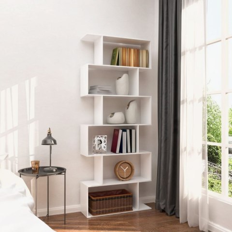 Nowoczesny regał do salonu kratka 5 półek na książki biały ModernHome Nowoczesny regał do salonu kratka 5 półek na książki biały ModernHome