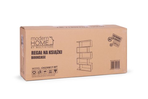 Nowoczesny regał do salonu kratka 5 półek na książki biały ModernHome Nowoczesny regał do salonu kratka 5 półek na książki biały ModernHome