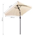 Prostokątny duży parasol ogrodowy skośny łamany z korbą beżowy 200x140 cm MultiGarden MultiGarden
