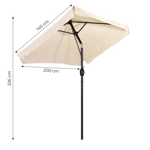Prostokątny duży parasol ogrodowy skośny łamany z korbą beżowy 200x140 cm MultiGarden MultiGarden Prostokątny duży parasol ogrodowy skośny łamany z korbą beżowy 200x140 cm MultiGarden MultiGarden