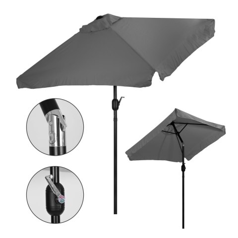 Prostokątny duży parasol ogrodowy skośny łamany z korbą szary 200x140 cm MultiGarden MultiGarden