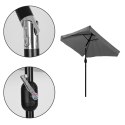 Prostokątny duży parasol ogrodowy skośny łamany z korbą szary 200x140 cm MultiGarden MultiGarden