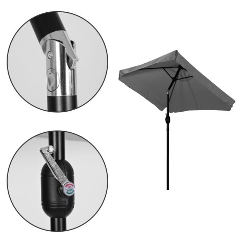 Prostokątny duży parasol ogrodowy skośny łamany z korbą szary 200x140 cm MultiGarden MultiGarden Prostokątny duży parasol ogrodowy skośny łamany z korbą szary 200x140 cm MultiGarden MultiGarden