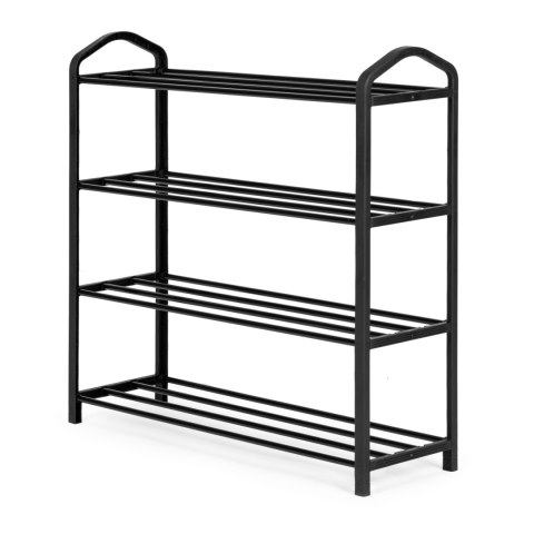 Regał na buty metalowy 4 półki 12 par butów czarny ModernHome ModernHome Regał na buty metalowy 4 półki 12 par butów czarny ModernHome ModernHome