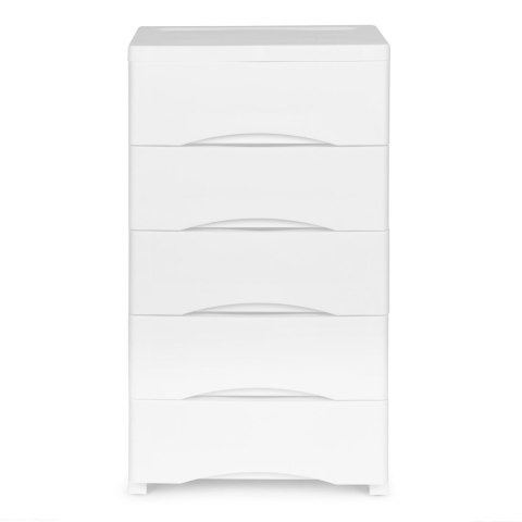 Regał z 5 wysuwanymi szufladami nogi z kółkami - biały ModernHome ModernHome Regał z 5 wysuwanymi szufladami nogi z kółkami - biały ModernHome ModernHome