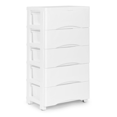 Regał z 5 wysuwanymi szufladami nogi z kółkami - biały ModernHome ModernHome Regał z 5 wysuwanymi szufladami nogi z kółkami - biały ModernHome ModernHome