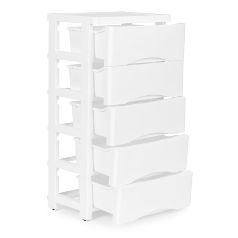 Regał z 5 wysuwanymi szufladami nogi z kółkami - biały ModernHome ModernHome Regał z 5 wysuwanymi szufladami nogi z kółkami - biały ModernHome ModernHome