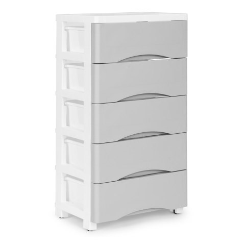 Regał z 5 wysuwanymi szufladami nogi z kółkami - szary ModernHome ModernHome Regał z 5 wysuwanymi szufladami nogi z kółkami - szary ModernHome ModernHome