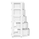 Regał z 5 wysuwanymi szufladami nogi z kółkami - szary ModernHome ModernHome