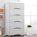 Regał z 5 wysuwanymi szufladami nogi z kółkami - szary ModernHome ModernHome