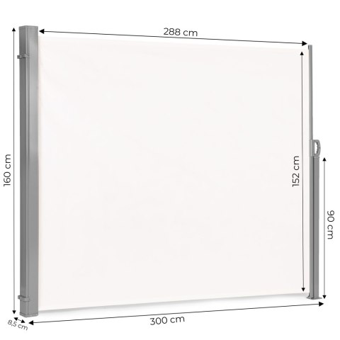 Składana markiza 300x160 cm boczna roleta parawan do ogrodu na taras beżowa MultiGarden Składana markiza 300x160 cm boczna roleta parawan do ogrodu na taras beżowa MultiGarden