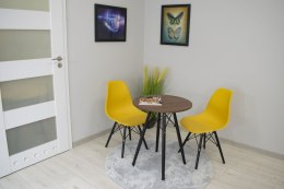 Stolik kawowy TODI nowoczesny skandynawski brązowy okrągły blat 60cm LEOBERT