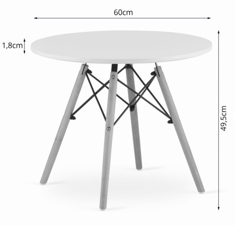 Stolik kawowy nowoczesny skandynawski biały okrągły blat 60cm LEOBERT Stolik kawowy nowoczesny skandynawski biały okrągły blat 60cm LEOBERT