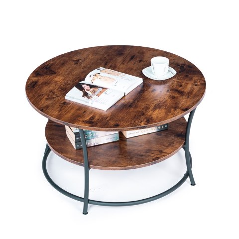 Stolik kawowy okrągły ława z półką industrial ModernHome ModernHome Stolik kawowy okrągły ława z półką industrial ModernHome ModernHome