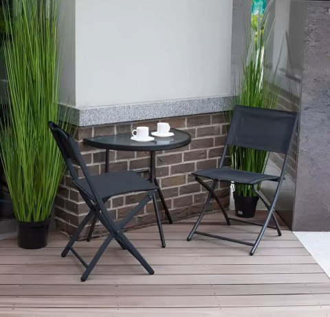 Stolik półokrągły szklany kawowy na balkon taras patio czarny MultiGarden Stolik półokrągły szklany kawowy na balkon taras patio czarny MultiGarden