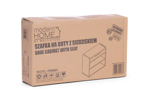 Szafka na buty z otwieranym siedziskiem 2 półki biała ModernHome ModernHome Szafka na buty z otwieranym siedziskiem 2 półki biała ModernHome ModernHome