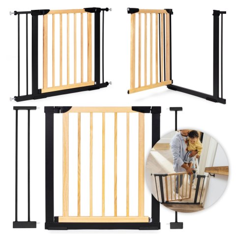 Bramka barierka zabezpieczająca 74-100 cm na schody i drzwi metal drewno dodatkowe panele ECOTOYS Bramka barierka zabezpieczająca 74-100 cm na schody i drzwi metal drewno dodatkowe panele ECOTOYS