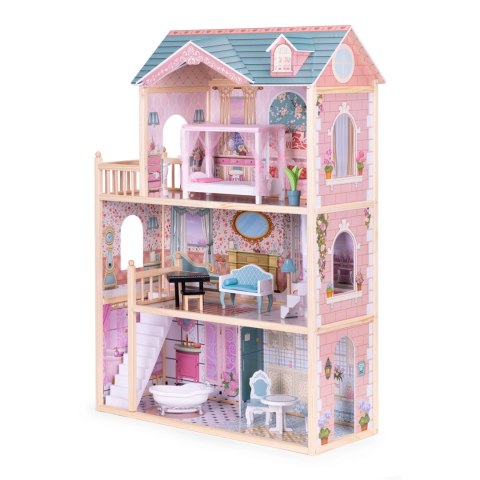 Domek dla lalek duży drewniany 3 piętra 11 mebelków ECOTOYS ECOTOYS Domek dla lalek duży drewniany 3 piętra 11 mebelków ECOTOYS ECOTOYS
