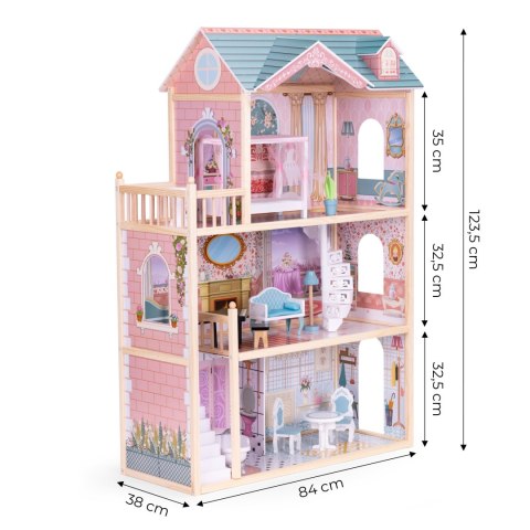 Domek dla lalek duży drewniany 3 piętra 11 mebelków ECOTOYS ECOTOYS Domek dla lalek duży drewniany 3 piętra 11 mebelków ECOTOYS ECOTOYS