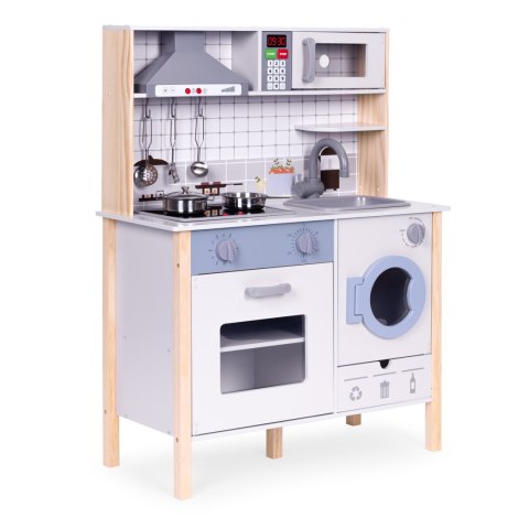 Drewniana kuchnia dla dzieci dźwięki LED piekarnik pralka akcesoria kuchenne ECOTOYS ECOTOYS Drewniana kuchnia dla dzieci dźwięki LED piekarnik pralka akcesoria kuchenne ECOTOYS ECOTOYS