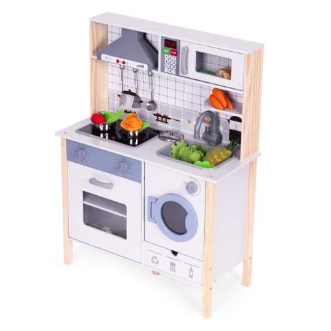 Drewniana kuchnia dla dzieci dźwięki LED piekarnik pralka akcesoria kuchenne ECOTOYS ECOTOYS Drewniana kuchnia dla dzieci dźwięki LED piekarnik pralka akcesoria kuchenne ECOTOYS ECOTOYS