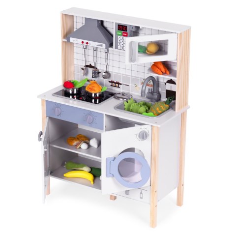 Drewniana kuchnia dla dzieci dźwięki LED piekarnik pralka akcesoria kuchenne ECOTOYS ECOTOYS Drewniana kuchnia dla dzieci dźwięki LED piekarnik pralka akcesoria kuchenne ECOTOYS ECOTOYS
