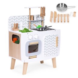 Drewniana kuchnia dla dzieci retro piekarnik palniki zlew akcesoria kuchenne ECOTOYS ECOTOYS