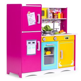 Duża drewniana kuchnia dla dzieci kolorowa otwierana lodówka piekarnik mikrofalówka ECOTOYS ECOTOYS