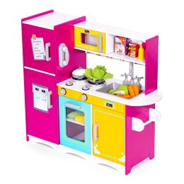 Duża drewniana kuchnia dla dzieci kolorowa otwierana lodówka piekarnik mikrofalówka ECOTOYS ECOTOYS