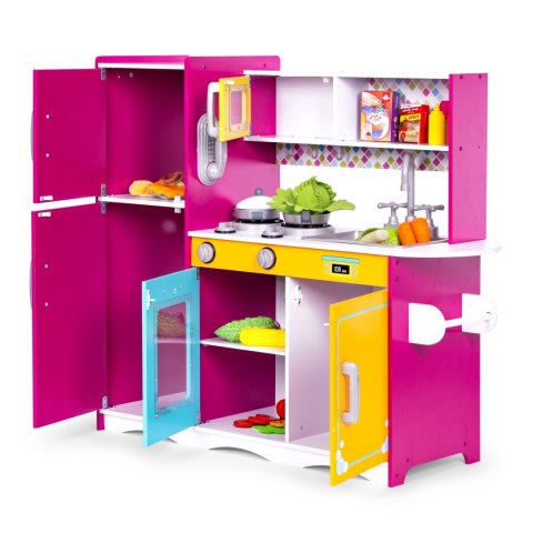 Duża drewniana kuchnia dla dzieci kolorowa otwierana lodówka piekarnik mikrofalówka ECOTOYS ECOTOYS Duża drewniana kuchnia dla dzieci kolorowa otwierana lodówka piekarnik mikrofalówka ECOTOYS ECOTOYS