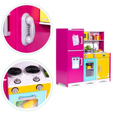 Duża drewniana kuchnia dla dzieci kolorowa otwierana lodówka piekarnik mikrofalówka ECOTOYS ECOTOYS Duża drewniana kuchnia dla dzieci kolorowa otwierana lodówka piekarnik mikrofalówka ECOTOYS ECOTOYS